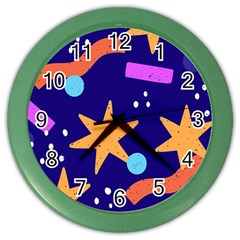 Star Abstract Pattern Wallpaper Color Wall Clock by Amaryn4rt