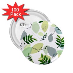 Leaves Foliage Pattern Abstract 2 25  Buttons (100 Pack)  by Amaryn4rt