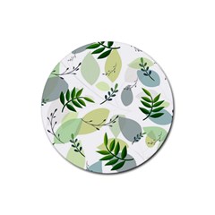 Leaves Foliage Pattern Abstract Rubber Round Coaster (4 Pack) by Amaryn4rt