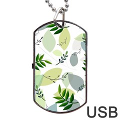 Leaves Foliage Pattern Abstract Dog Tag Usb Flash (two Sides) by Amaryn4rt