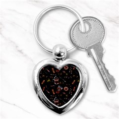 Coffee Watercolor Background Key Chain (heart) by Amaryn4rt