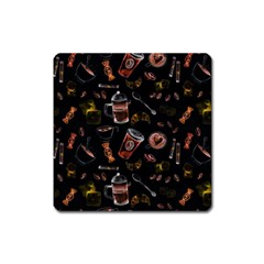 Coffee Watercolor Background Square Magnet by Amaryn4rt