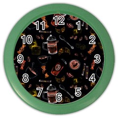 Coffee Watercolor Background Color Wall Clock by Amaryn4rt