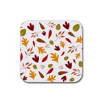 Leaves Fall Autum Colors Season Rubber Coaster (Square) Front