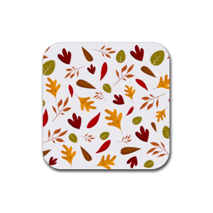 Leaves Fall Autum Colors Season Rubber Coaster (Square)