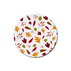 Leaves Fall Autum Colors Season Rubber Round Coaster (4 Pack) by Amaryn4rt