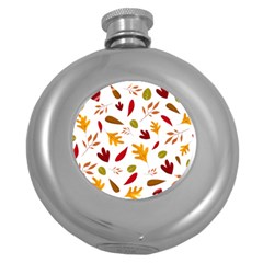 Leaves Fall Autum Colors Season Round Hip Flask (5 Oz) by Amaryn4rt