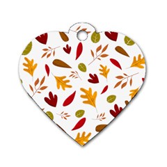 Leaves Fall Autum Colors Season Dog Tag Heart (one Side) by Amaryn4rt