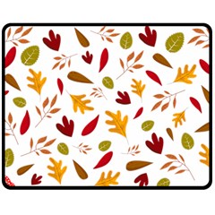 Leaves Fall Autum Colors Season Double Sided Fleece Blanket (medium)  by Amaryn4rt