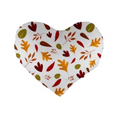 Leaves Fall Autum Colors Season Standard 16  Premium Flano Heart Shape Cushions by Amaryn4rt