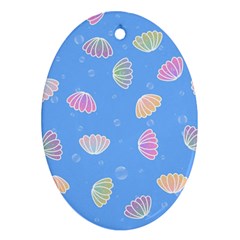 Seashell Clam Pattern Art Design Ornament (oval) by Amaryn4rt