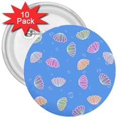 Seashell Clam Pattern Art Design 3  Buttons (10 Pack)  by Amaryn4rt