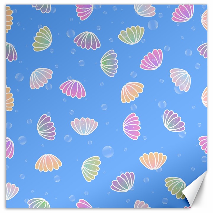 Seashell Clam Pattern Art Design Canvas 12  x 12 