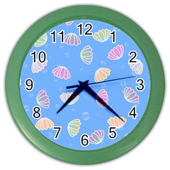 Seashell Clam Pattern Art Design Color Wall Clock by Amaryn4rt