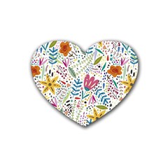 Flowers Nature Wallpaper Background Rubber Coaster (heart) by Amaryn4rt