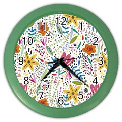 Flowers Nature Wallpaper Background Color Wall Clock by Amaryn4rt