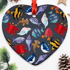 Sea Animals Pattern Wallpaper Fish Ornament (heart)