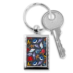 Sea Animals Pattern Wallpaper Fish Key Chain (rectangle) by Amaryn4rt