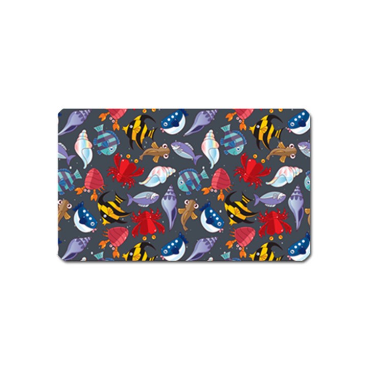 Sea Animals Pattern Wallpaper Fish Magnet (Name Card)