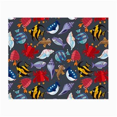 Sea Animals Pattern Wallpaper Fish Small Glasses Cloth