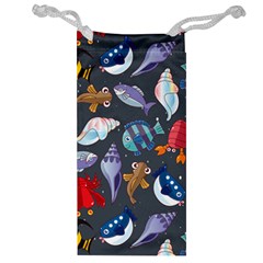 Sea Animals Pattern Wallpaper Fish Jewelry Bag by Amaryn4rt