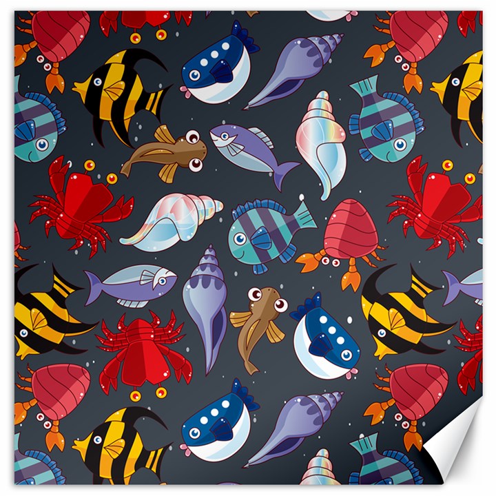 Sea Animals Pattern Wallpaper Fish Canvas 20  x 20 