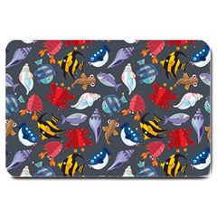 Sea Animals Pattern Wallpaper Fish Large Doormat  by Amaryn4rt