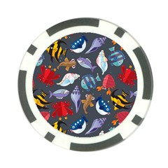 Sea Animals Pattern Wallpaper Fish Poker Chip Card Guard by Amaryn4rt