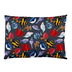 Sea Animals Pattern Wallpaper Fish Pillow Case by Amaryn4rt