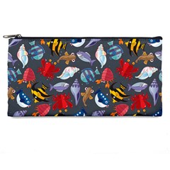 Sea Animals Pattern Wallpaper Fish Pencil Case by Amaryn4rt