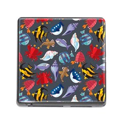 Sea Animals Pattern Wallpaper Fish Memory Card Reader (square 5 Slot) by Amaryn4rt