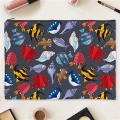 Sea Animals Pattern Wallpaper Fish Cosmetic Bag (xxxl) by Amaryn4rt