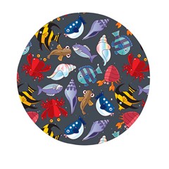 Sea Animals Pattern Wallpaper Fish Mini Round Pill Box by Amaryn4rt