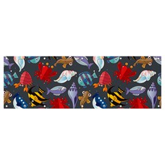 Sea Animals Pattern Wallpaper Fish Banner And Sign 12  X 4  by Amaryn4rt