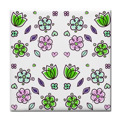 Floral Art Design Pattern Drawing Tile Coaster