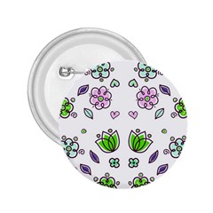 Floral Art Design Pattern Drawing 2.25  Buttons