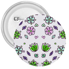 Floral Art Design Pattern Drawing 3  Buttons