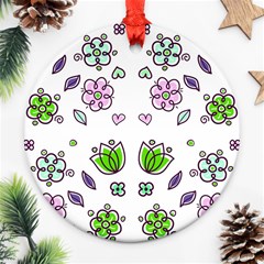 Floral Art Design Pattern Drawing Ornament (Round)