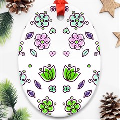 Floral Art Design Pattern Drawing Ornament (Oval)