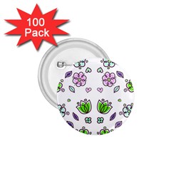 Floral Art Design Pattern Drawing 1.75  Buttons (100 pack) 