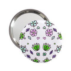 Floral Art Design Pattern Drawing 2.25  Handbag Mirrors