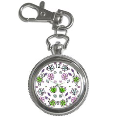 Floral Art Design Pattern Drawing Key Chain Watches