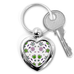 Floral Art Design Pattern Drawing Key Chain (Heart)