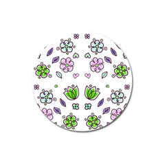 Floral Art Design Pattern Drawing Magnet 3  (Round)