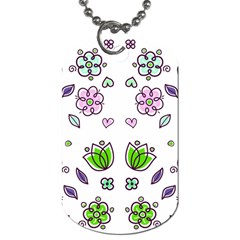 Floral Art Design Pattern Drawing Dog Tag (One Side)