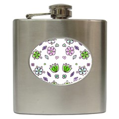 Floral Art Design Pattern Drawing Hip Flask (6 oz)