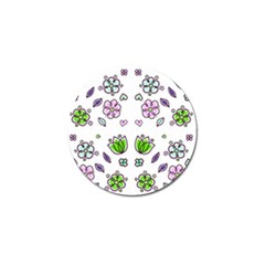 Floral Art Design Pattern Drawing Golf Ball Marker