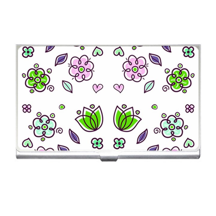 Floral Art Design Pattern Drawing Business Card Holder