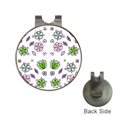 Floral Art Design Pattern Drawing Hat Clips with Golf Markers