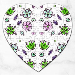 Floral Art Design Pattern Drawing Jigsaw Puzzle (Heart)